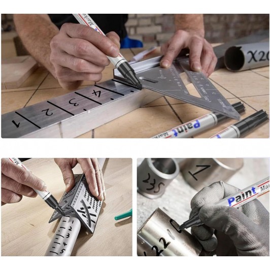 1 + 1 Gratis Marker negru cu vopsea, retus, paint, multi suprafete, rezistenta pana 80 grade C