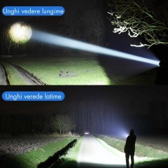 Lanterna militara puternica cu acumulator 1200 mAh indicator baterie, usb, 300 metri