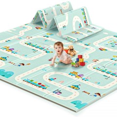 Covor de joaca cu doua fete, termic, 200 x 150 x 1 cm, pliabil, antiderapant, protectie la lovituri