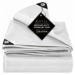 Prelata cauciucata 3.2 m x 3.2 m (3 x 3 m) alba, impermeabila, cu inele, densitate 500 g/mp