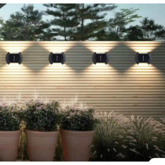 3 + 1 Gratis Aplice solare bidirectionale pentru perete, 8 LED-uri, lumina puternica, IP65, alb cald