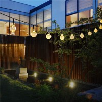 1 + 1 Gratis Instalație Solară 30 Globuri de Cristal LED, 6.5 m fiecare, Alb Cald