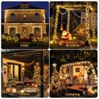 Instalatie alb cald pentru interior/exterior, 8 programe, alimentare 220V, LED, IP44, 30 m