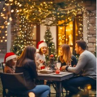 Instalatie alb cald pentru interior/exterior, 8 programe, alimentare 220V, LED, IP44, 30 m