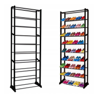 Raft Modular 3-in-1 pentru Pantofi, 10 Etaje, Capacitate 30 Perechi, Culoare Negru