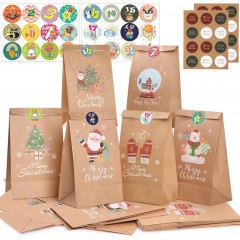 12 x Pungi de Cadou cu tema de Craciun, 22 x 12 x 8 cm, din Hartie + Cadou 12 Stickere 12 x Pungi de Cadou cu tema de Craciun, 22 x 12 x 8 cm, din Hartie + Cadou 12 Stickere