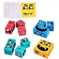 Set 16 Cuburi Montessori + 64 Carti Challenge, +3 Ani, Lemn Natural, Vopsea Non-Toxica