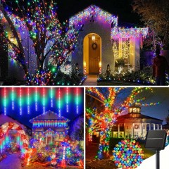 Pachet instalatii pentru decor exterior. Multicolor, instalatii solare, franjuri si turturi meteori