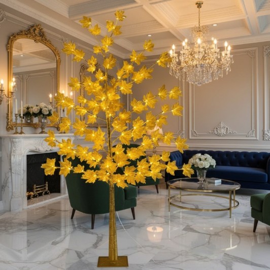 Artar decorativ de lux, Golden Tree, 1.70 m, frunze luminoase, finisaj premium, alb cald Artar decorativ de lux, Golden Tree, 1.70 m, frunze luminoase, finisaj premium, alb cald