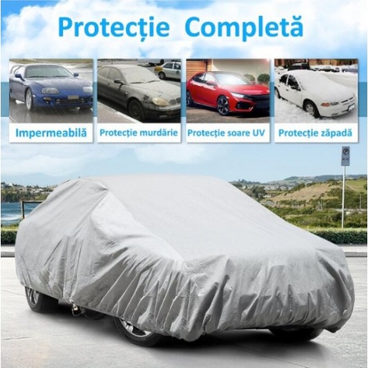 Prelata auto impermeabila, 3 Straturi, Protectie Grindina, Marime XL, 540x175x120 cm, Moderna, Gri Prelata auto impermeabila, 3 Straturi, Protectie Grindina, Marime XL, 540x175x120 cm, Moderna, Gri
