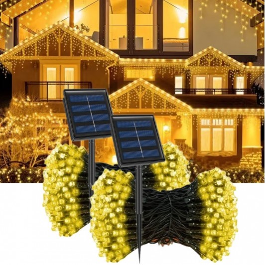 1 + 1 Gratis Instalatie solara 100 LED, exterior, Alb cald 1 + 1 Gratis Instalatie solara 100 LED, exterior, Alb cald