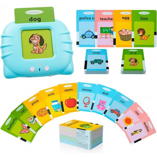 Jucarie educativa alfabet, cuvinte, animale, numere, invatare engleza, cititor carduri, 224 cuvinte