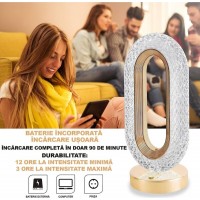 Lampa tip veioza model Diamond cu Touch, fara cablu, cu baterie 2000 mAh si 3 nuante de iluminare