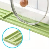 1+1 Gratis Suport compact pentru scurgere vase, din silicon 30 x 8 x 1 cm, Verde