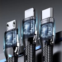 Cablu cu Incarcare rapida pentru Telefon 3in1, 66W, Universal, Android, iOS, 1.2M