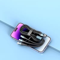 Cablu cu Incarcare rapida pentru Telefon 3in1, 66W, Universal, Android, iOS, 1.2M