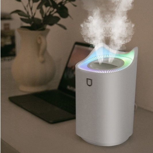 Umidificator de aer cu capacitate mare, cu 2 duze, 4 moduri de pulverizare, 3L, culoarea alb, 24 ore Umidificator de aer cu capacitate mare, cu 2 duze, 4 moduri de pulverizare, 3L, culoarea alb, 24 ore