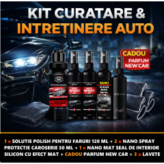 Pachet Detailing Auto Stralucire Completa Interior & Exterior + Cadou Parfum New Car si 3 lavete