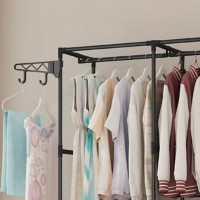 Cuier dressing triplu cu rafturi si bare pentru umerase, 173 x 36 x 160 cm, Negru Cuier dressing triplu cu rafturi si bare pentru umerase, 173 x 36 x 160 cm, Negru