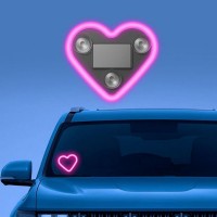 Forma LED Ambientala, Model Inima, Incarcare Solara/USB, Afisaj Baterie, 9.7 x 8.4 x 1.6 cm, Roz