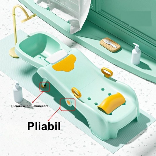 Suport pliabil pentru spalat parul, pentru Copii, cu Scurgere, Antialunecare, Reglabil, cu Manere