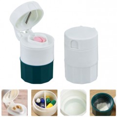 Cutie Pastile 4 in 1, Organizare, Pahar Apa, Taiere, Sfaramare, cu Lama din Inox