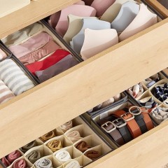 1+1 Gratis Cutie De Depozitare, Pentru Lenjerie, Sosete Si Sutiene, Material Textil, 6 Compartimente