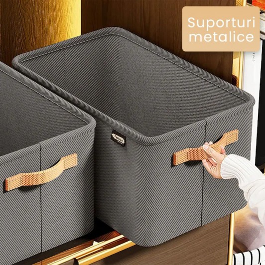 1+1 Gratis Cutie Depozitare Haine, lucruri, Textil cu Cadru Metalic, Manere Laterale, 42 x 28 x 25cm 1+1 Gratis Cutie Depozitare Haine, lucruri, Textil cu Cadru Metalic, Manere Laterale, 42 x 28 x 25cm