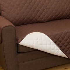 Husa canapea cu 2 locuri, reversibila, impermeabila, cu doua fete, alb si maro, 140 x 220 cm