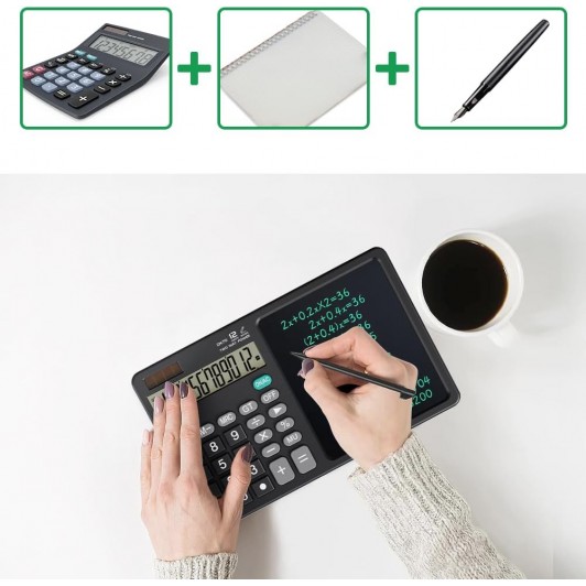Calculator multifunctional stiintific de birou, ecran LCD 7 inch pentru notite + 2 x stylus pen-uri