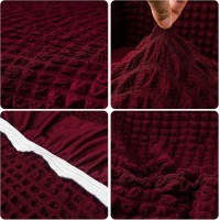 Husa creponata universala canapea 3 locuri, bordo (visiniu), cu volane, bumbac, rezistenta la apa Husa creponata universala canapea 3 locuri, bordo (visiniu), cu volane, bumbac, rezistenta la apa