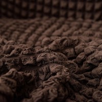 Husa creponata universala canapea 3 locuri, maro, cu volane, bumbac, rezistenta la apa