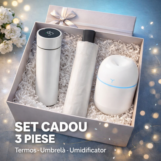 Termos digital smart + Umbrela automata + Umidificator smart 300 ml Termos digital smart + Umbrela automata + Umidificator smart 300 ml