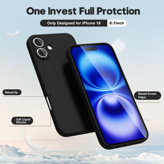 Husa de Protectie Matte TPU, Apple iPhone 16, Protectie Camera, Antisoc, Antizgariere, Negru