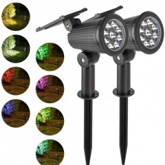 1 + 1 Gratis Proiector solar RGB fara fir, incarcare solara, Multicolor