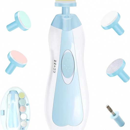 Set de unghii pentru Bebelusi, ABS, Incarcare USB, 6 Accesorii, Lumina LED, 35 dB