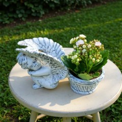 Decoratiune de gradina Hand Made model Inger cu suport de ghiveci 31 cm x 20 cm x 24 cm