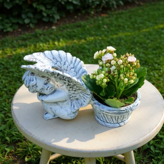 Decoratiune de gradina Hand Made model Inger cu suport de ghiveci 31 cm x 20 cm x 24 cm