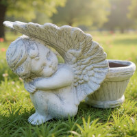 Decoratiune de gradina Hand Made model Inger cu suport de ghiveci 31 cm x 20 cm x 24 cm