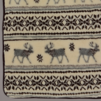 Patura rustica din lana naturala de oaie, gri, model cerbi, 200 x 220 cm, strat dublu, foarte groasa