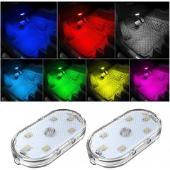 Set 2 lumini ambientale LED pentru interiorul masinii, reincarcabile 53 x 27 mm, 7 lumini multicolor