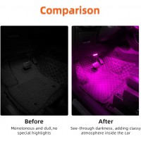 Set 2 lumini ambientale LED pentru interiorul masinii, reincarcabile 53 x 27 mm, 7 lumini multicolor