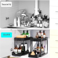 Organizator glisant multifunctional 2 niveluri, depozitare pentru bucatarie sau baie, cu carlige
