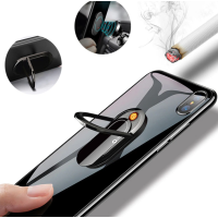 Bricheta electrica 2 in 1 cu incarcare USB si inel de suport dublu cu magnet pentru telefon