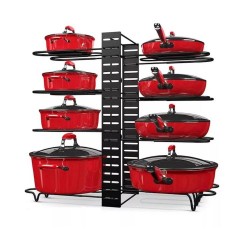 Suport metalic vesela bucatarie ajustabil multifunctional cu 8 rafturi, oale, tavi, tigai, capace