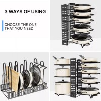 Suport metalic vesela bucatarie ajustabil multifunctional cu 8 rafturi, oale, tavi, tigai, capace