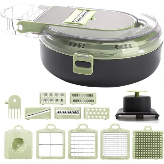 Razatoare mauala 13 in 1, lame din otel inoxidabil, tava de scurgere, protectie degete