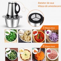 Tocator electric puternic, capacitate mare, 3 litri, cu 3 trepte de viteza si 4 lame din otel 1000W