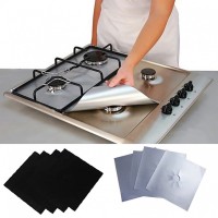 Set 4 folii reutilizabile, detasabile, protectie pentru aragaz, usor de spalat, din teflon, argintiu Set 4 folii reutilizabile, detasabile, protectie pentru aragaz, usor de spalat, din teflon, argintiu