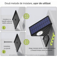 Set 2 lampi tridirectionale, incarcare solara, decorative, de perete, alb cald Set 2 lampi tridirectionale, incarcare solara, decorative, de perete, alb cald